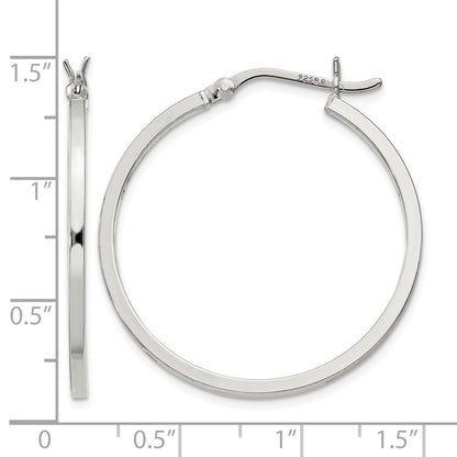 Sterling Silver 1.5x30mm Hoop Earrings
