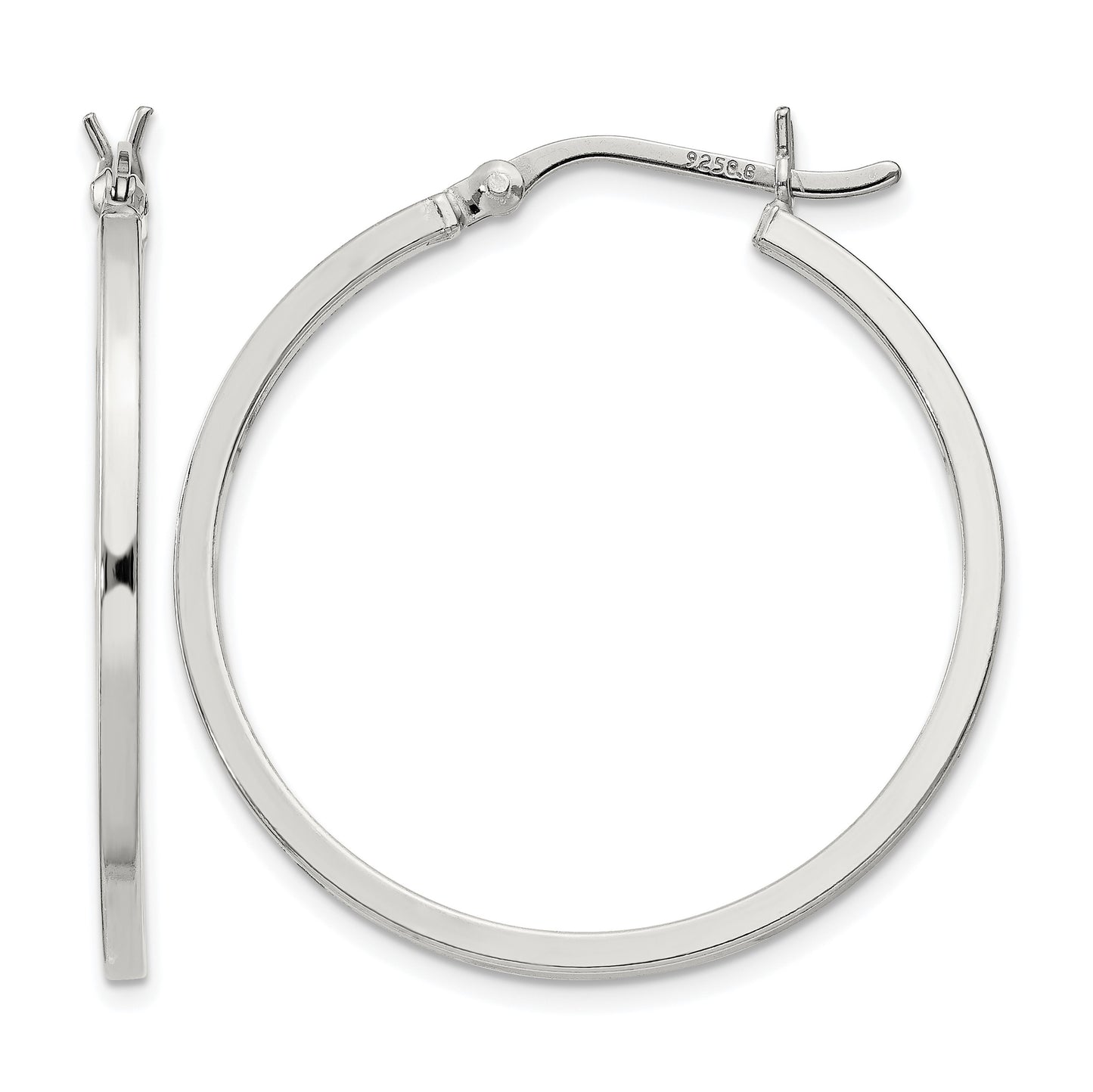 Sterling Silver 1.5x30mm Hoop Earrings