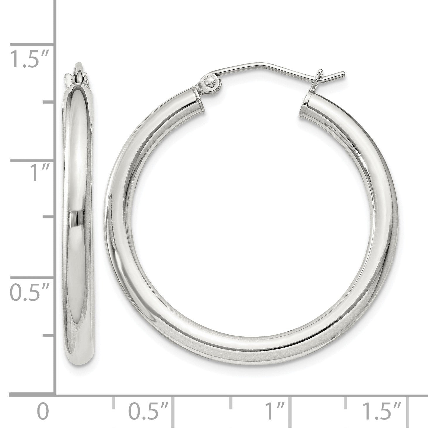 Sterling Silver 3mm Round Hoop Earrings