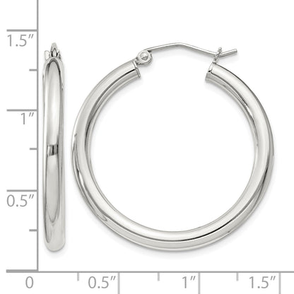 Sterling Silver 3mm Round Hoop Earrings