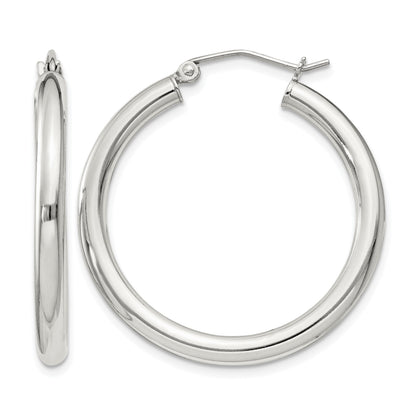 Sterling Silver 3mm Round Hoop Earrings