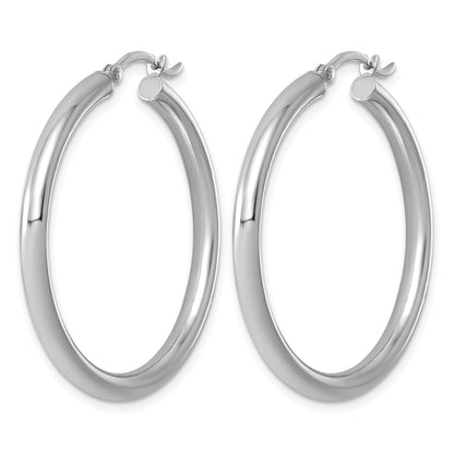 Sterling Silver Rhodium-plated 3mm Round Hoop Earrings