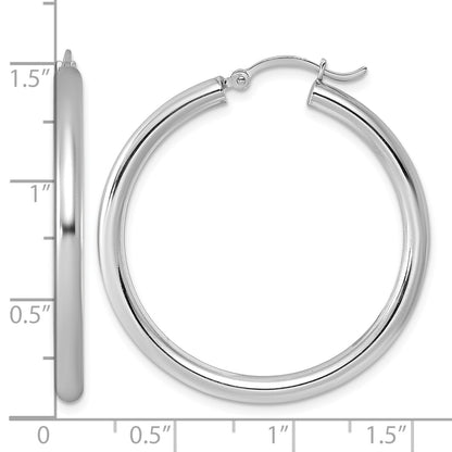 Sterling Silver Rhodium-plated 3mm Round Hoop Earrings