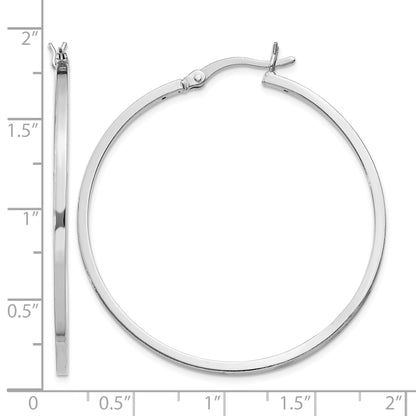 Sterling Silver Rhodium-plated 1.5x40mm Hoop Earrings