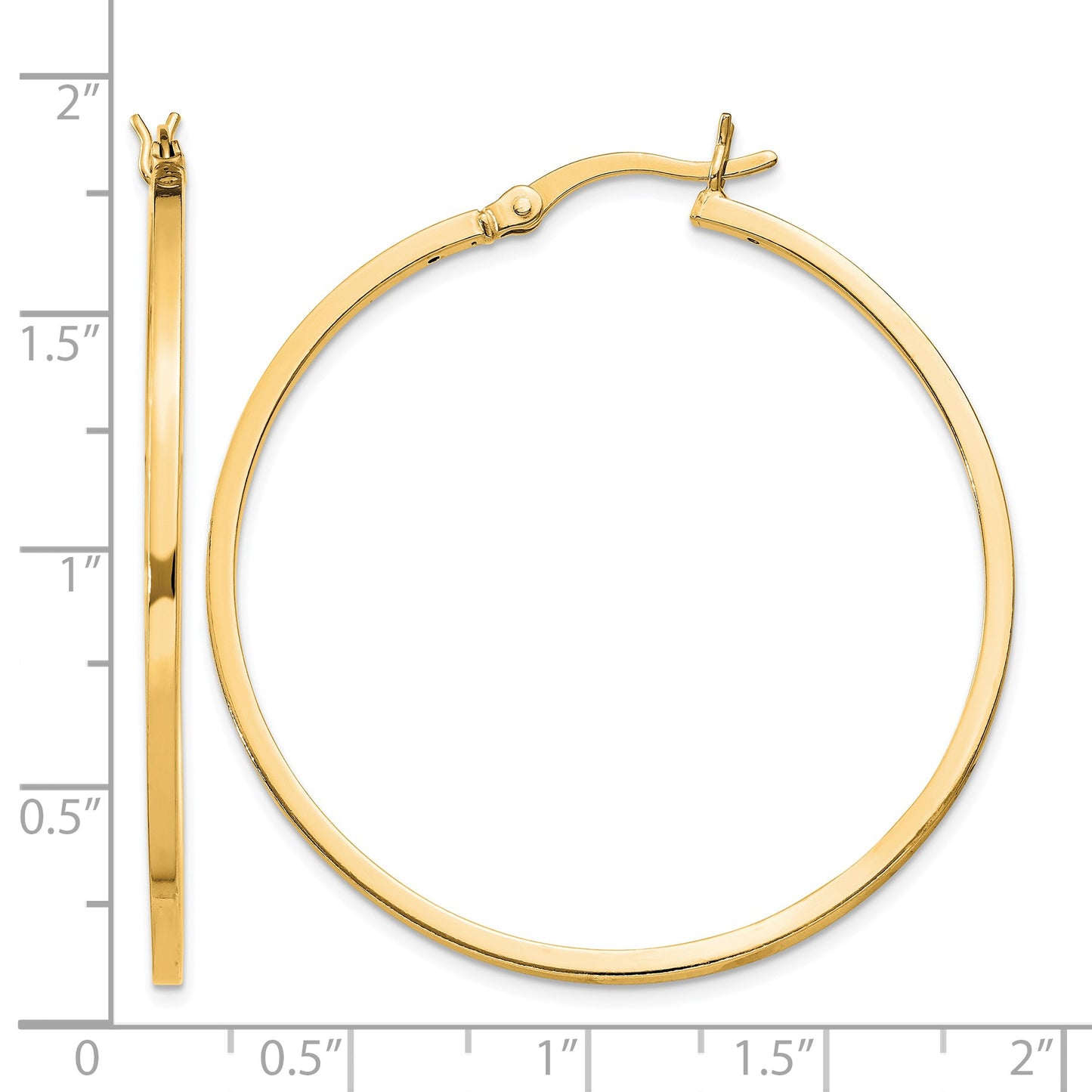 Sterling Silver Flash Gold-plated 1.5x40mm Hoop Earrings