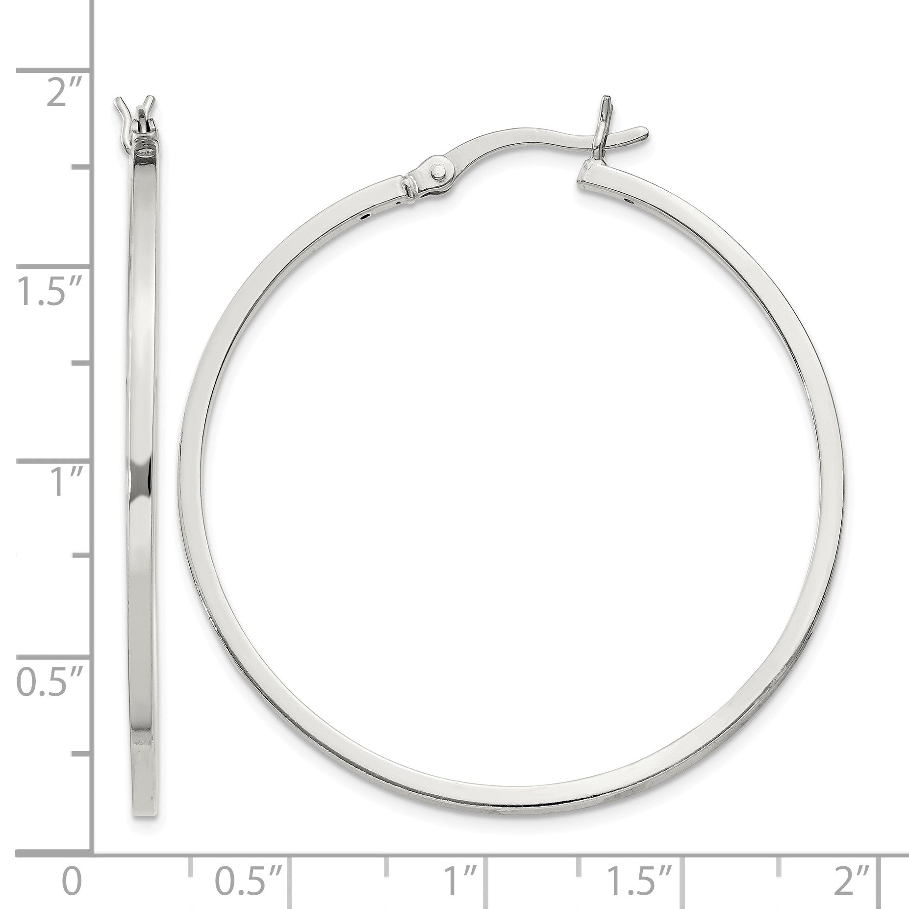 Sterling Silver 1.5x40mm Hoop Earrings