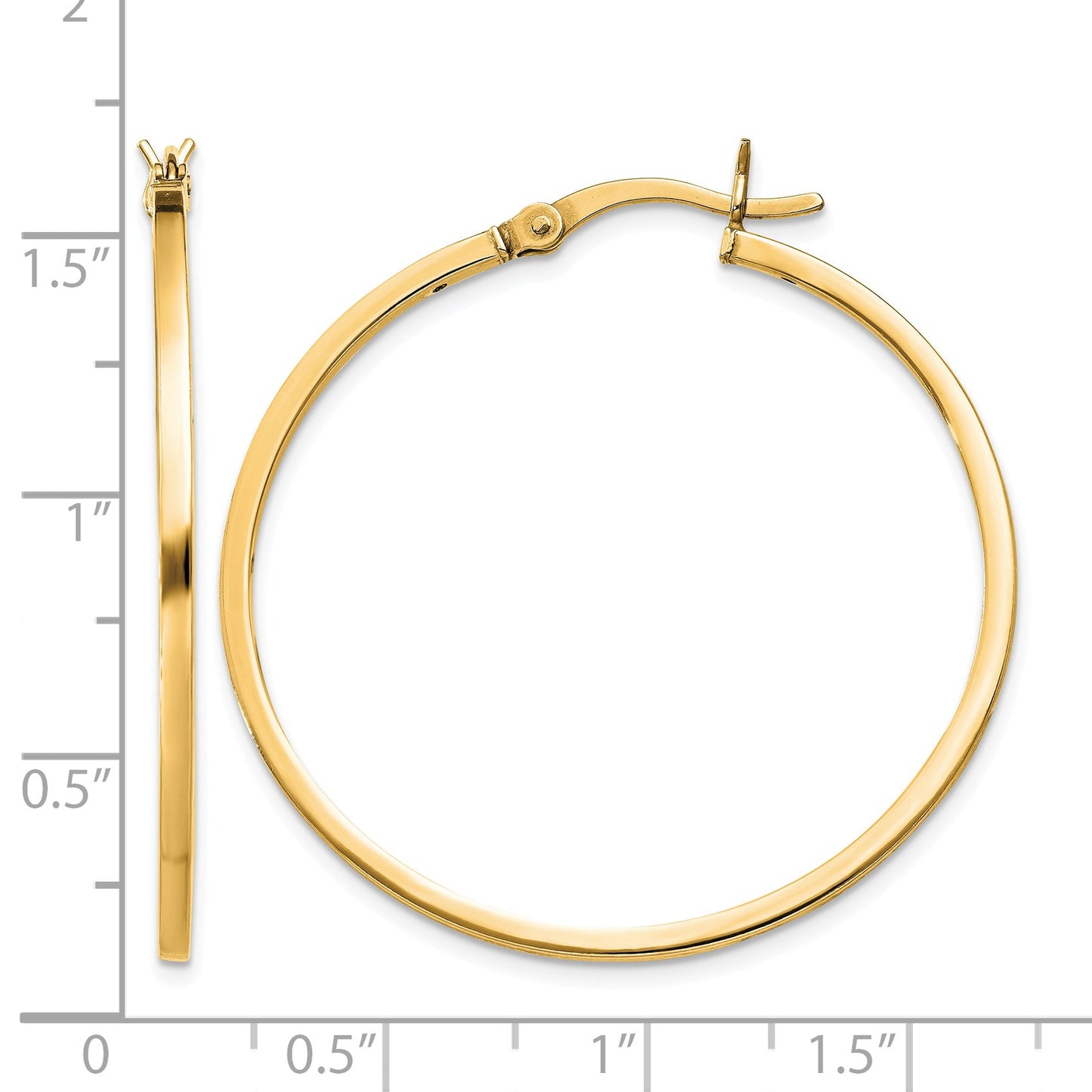 Sterling Silver Flash Gold-plated 1.5x35mm Hoop Earrings