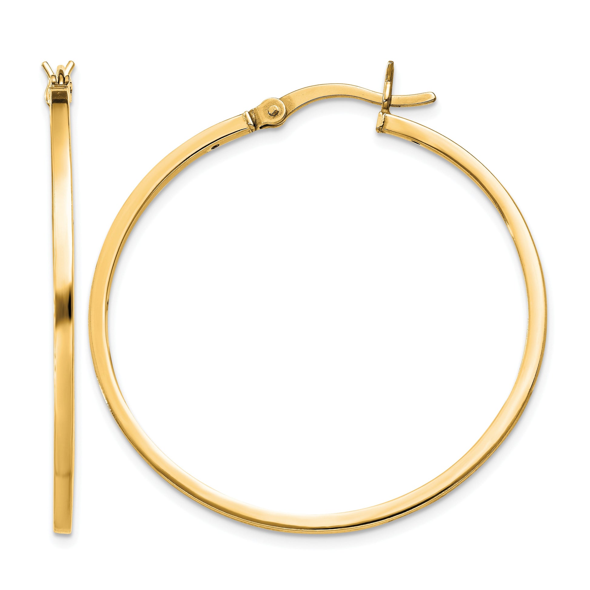Sterling Silver Flash Gold-plated 1.5x35mm Hoop Earrings