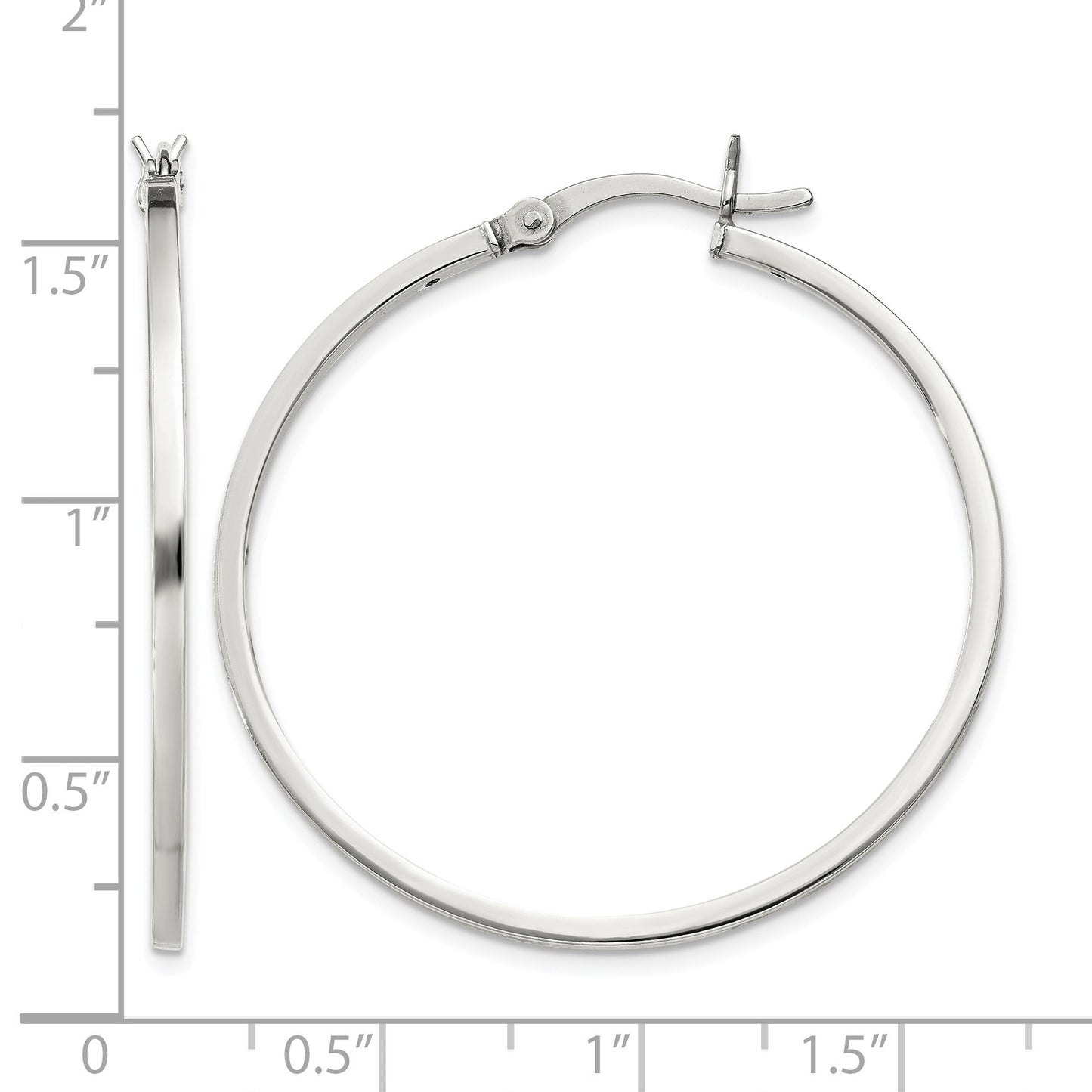 Sterling Silver 1.5x35mm Hoop Earrings