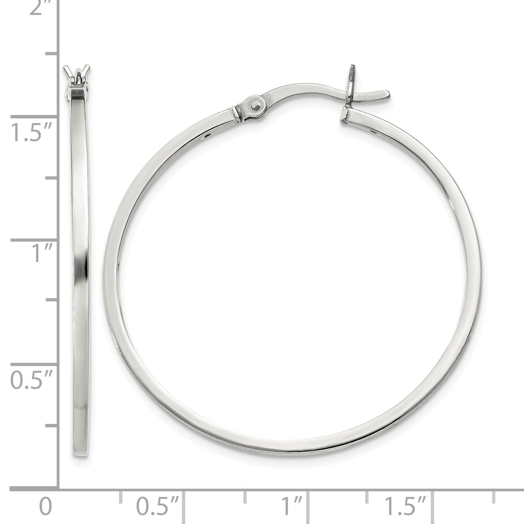 Sterling Silver 1.5x35mm Hoop Earrings