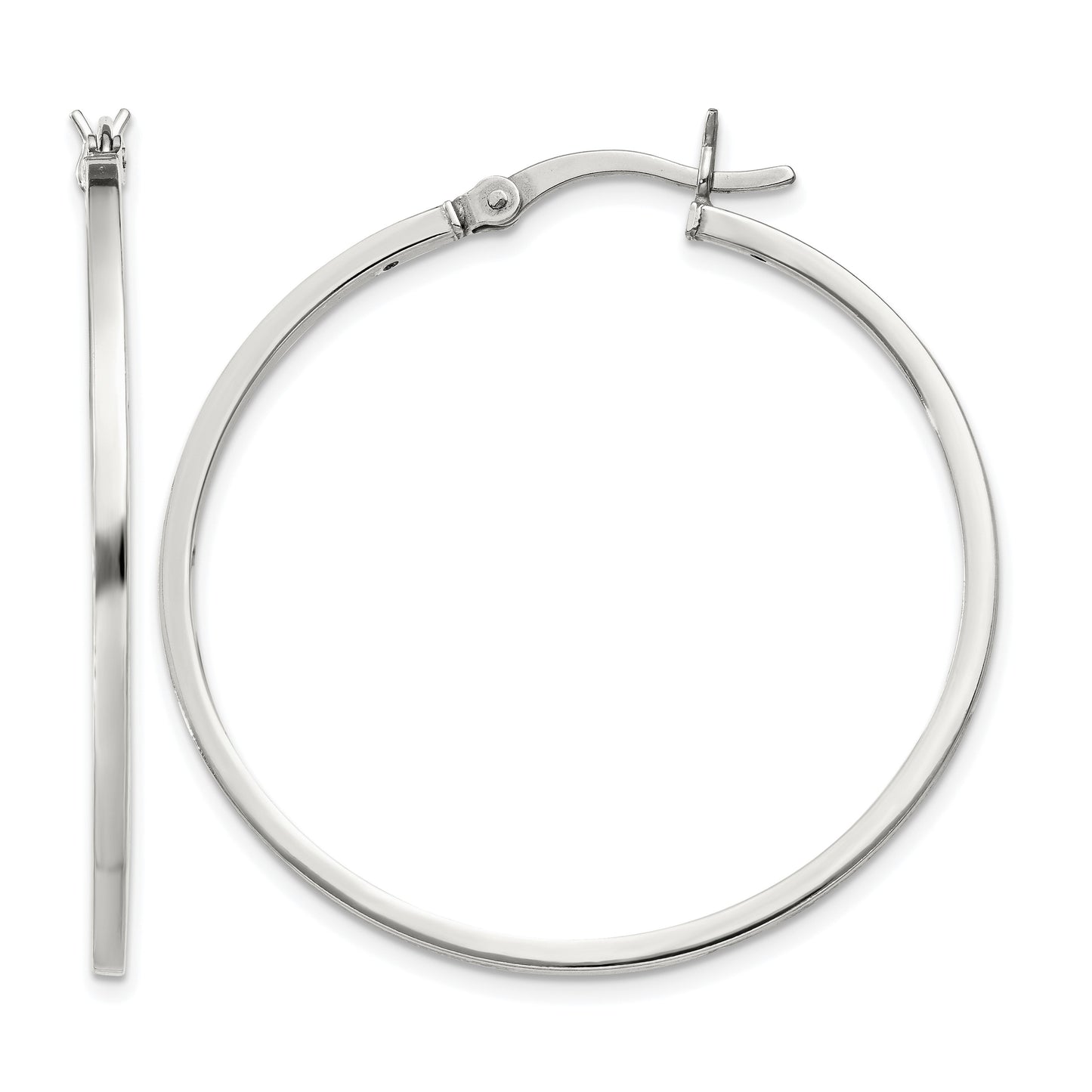 Sterling Silver 1.5x35mm Hoop Earrings