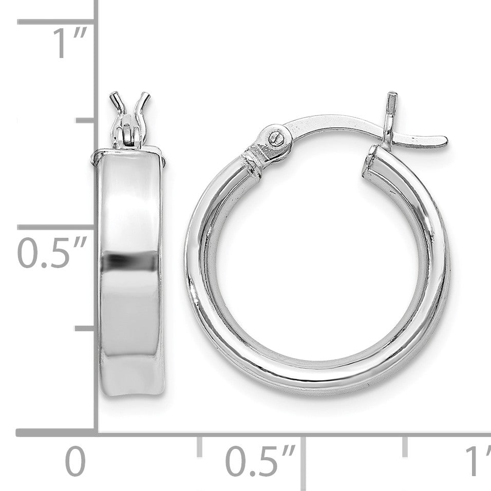 Sterling Silver Rhodium Plated 4x16mm Hoop Earrings