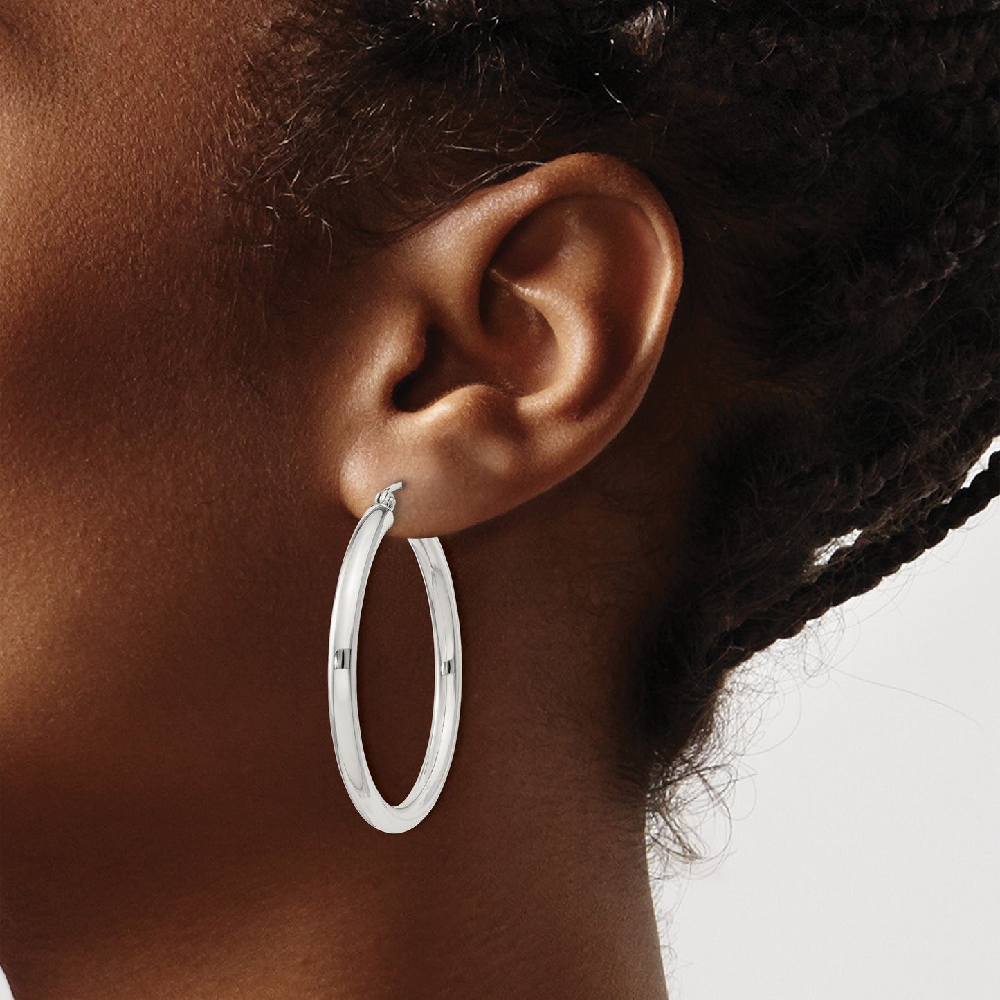 Sterling Silver 3mm Round Hoop Earrings
