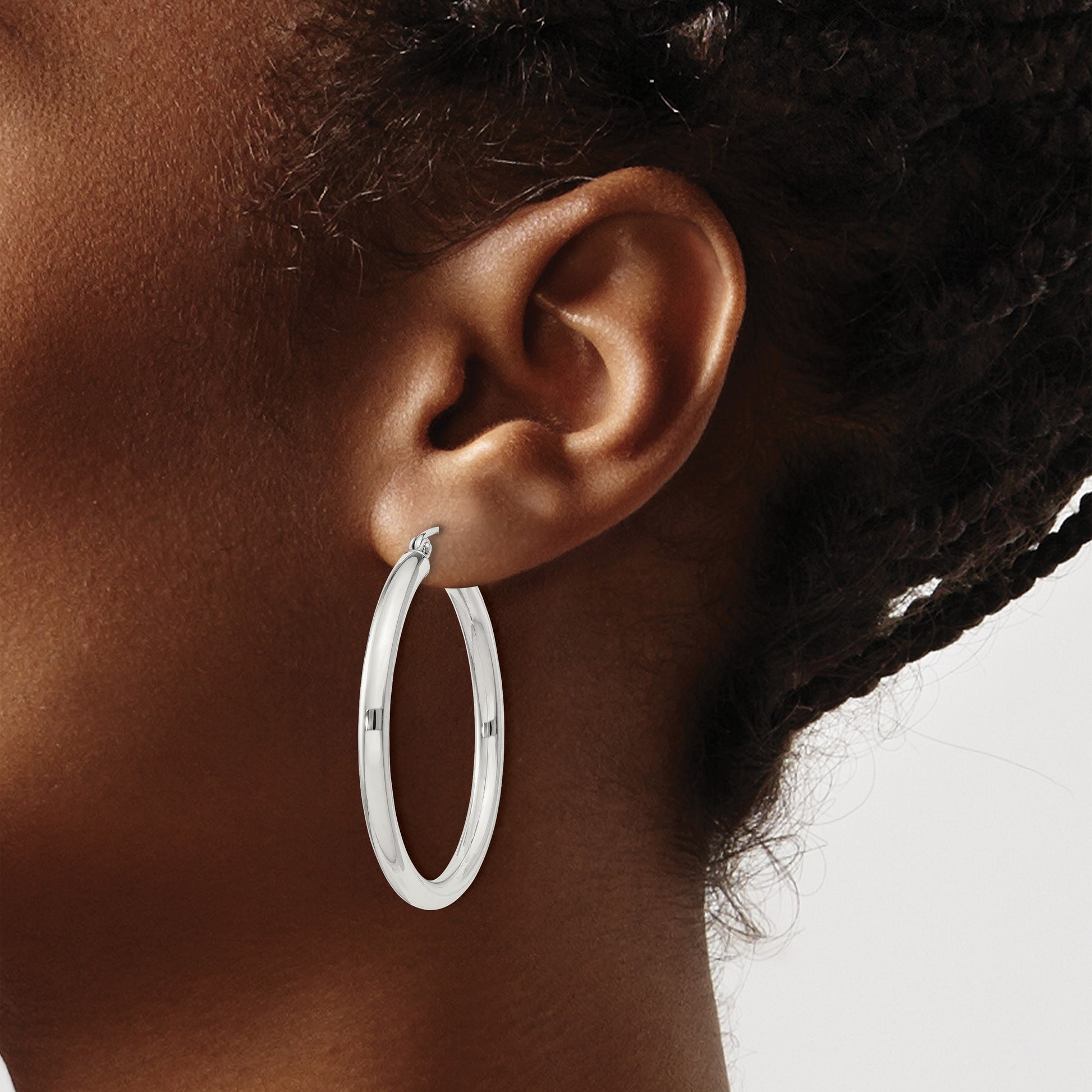 Sterling Silver 3mm Round Hoop Earrings