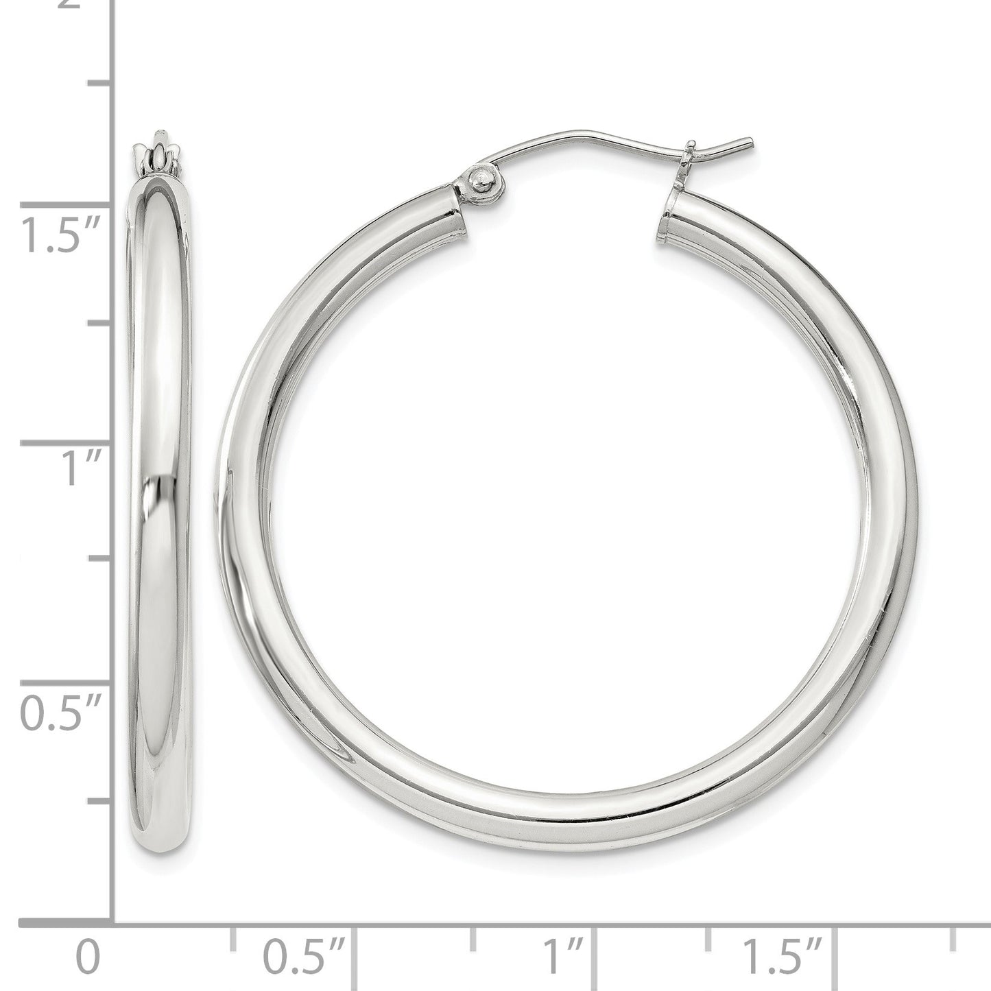 Sterling Silver 3mm Round Hoop Earrings