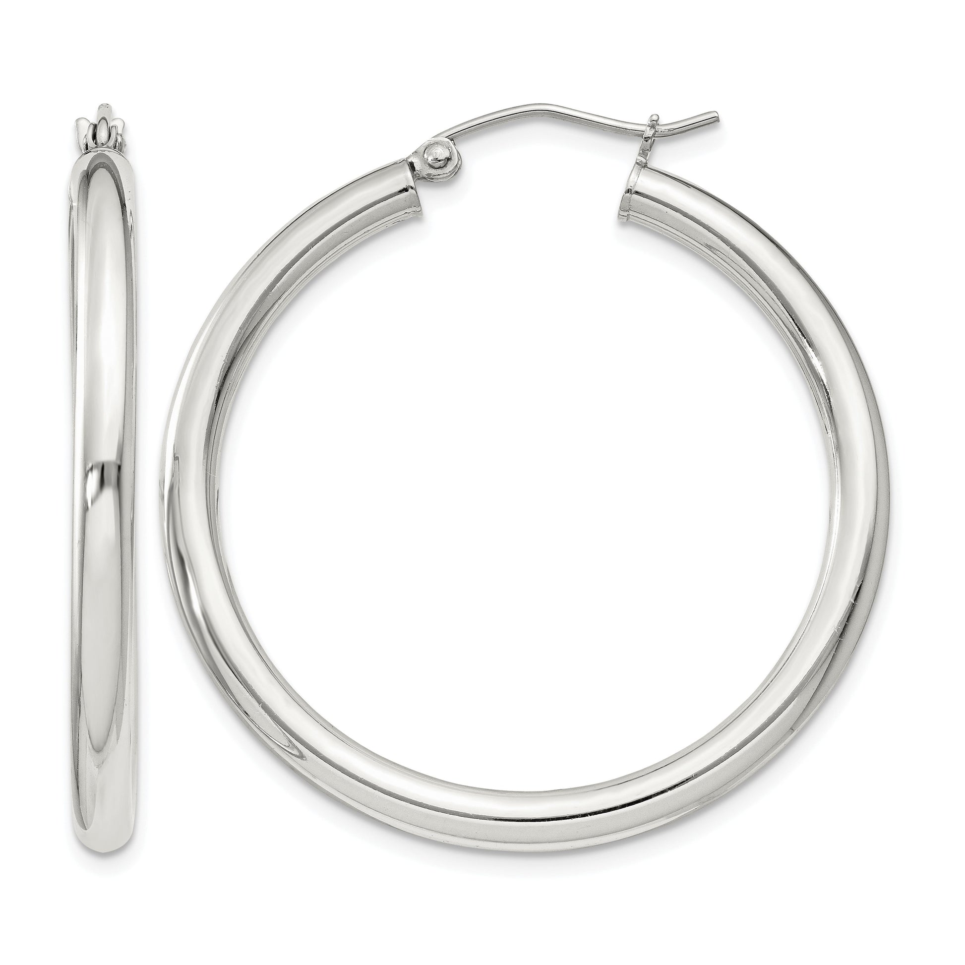 Sterling Silver 3mm Round Hoop Earrings