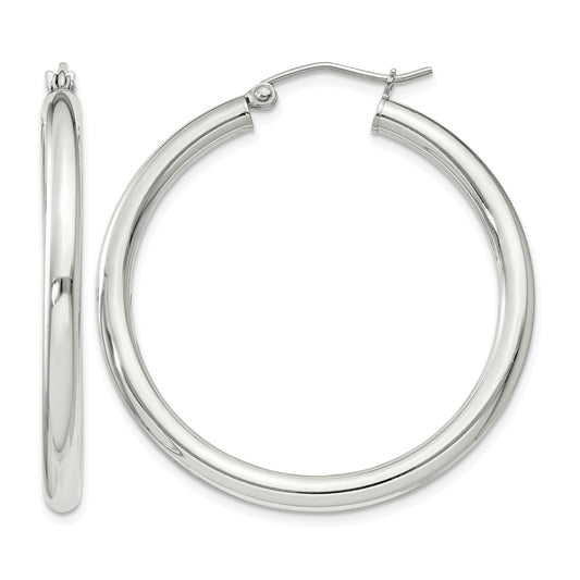 Sterling Silver 3mm Round Hoop Earrings