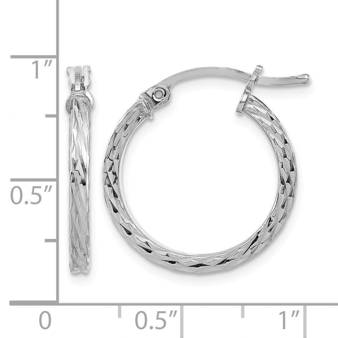 Sterling Silver Rhodium-plated Diamond-cut 2x20mm Square Tube Hoop Earrings
