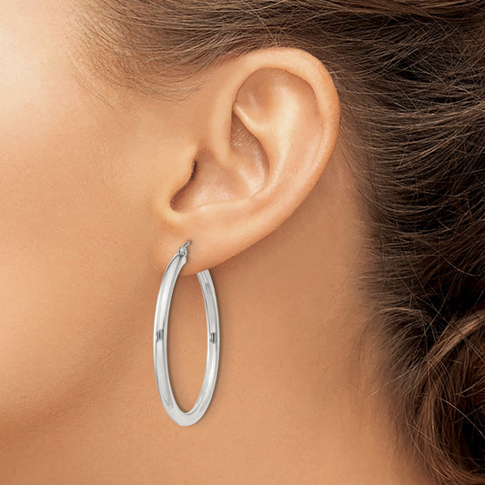 Sterling Silver 3mm Round Hoop Earrings