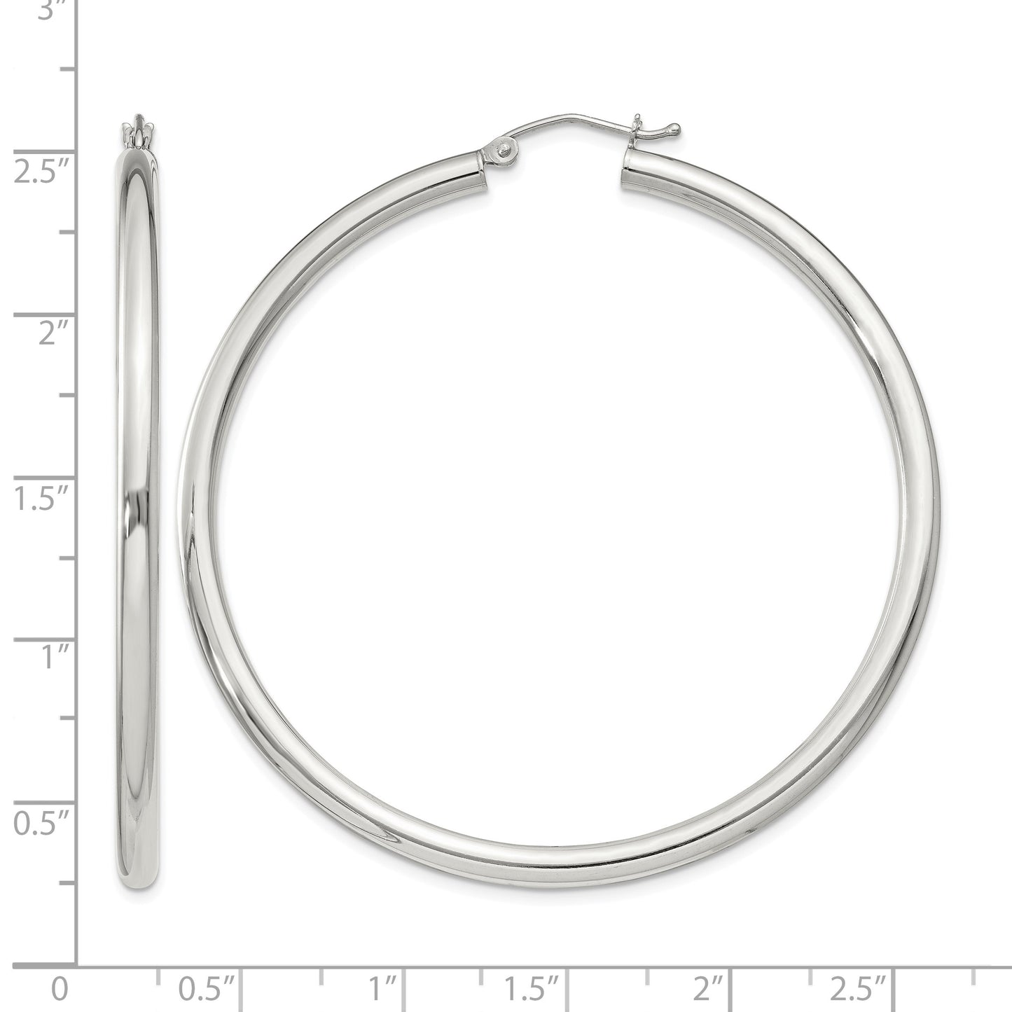 Sterling Silver 3mm Round Hoop Earrings