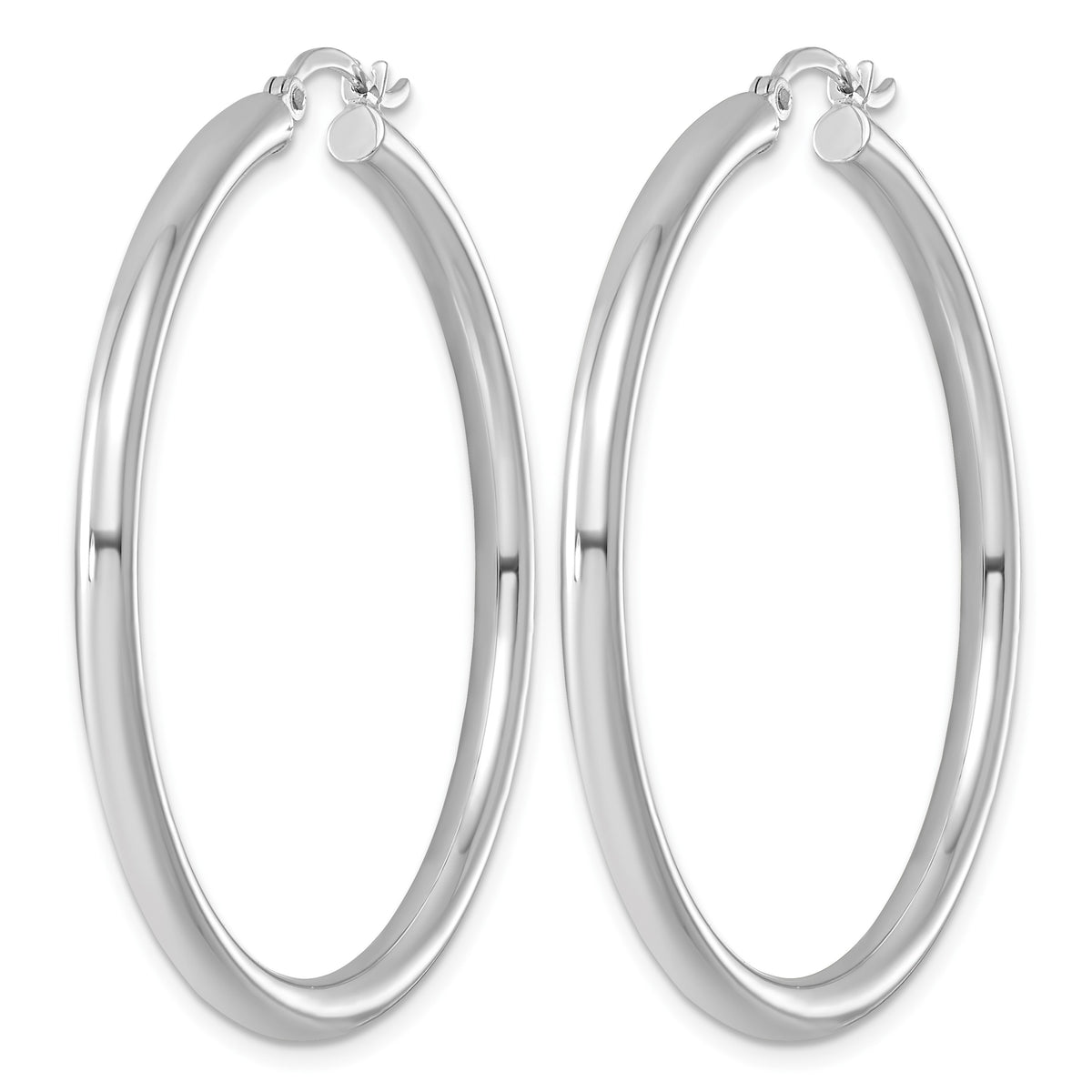 Sterling Silver Rhodium-plated 3mm Round Hoop Earrings