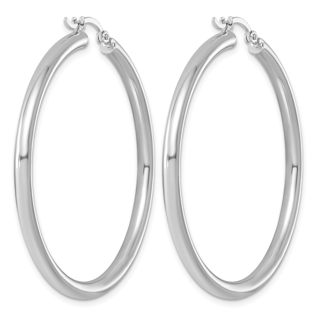 Sterling Silver Rhodium-plated 3mm Round Hoop Earrings