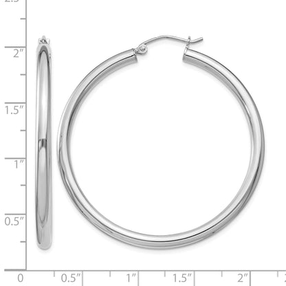 Sterling Silver Rhodium-plated 3mm Round Hoop Earrings