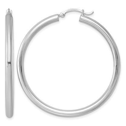 Sterling Silver Rhodium-plated 3mm Round Hoop Earrings