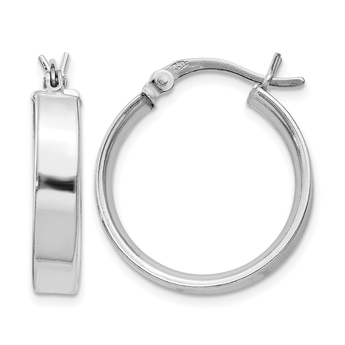 Sterling Silver Rhodium Plated 4.25x20 Hoop Earrings