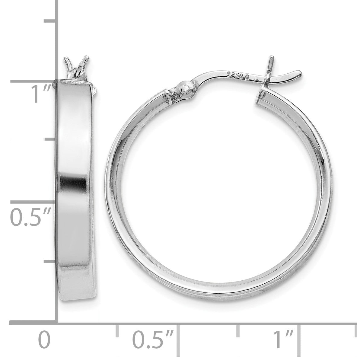 Sterling Silver Rhodium Plated 4.25x25Hoop Earrings