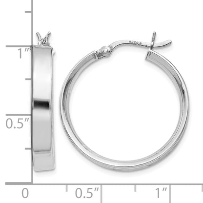 Sterling Silver Rhodium Plated 4.25x25Hoop Earrings