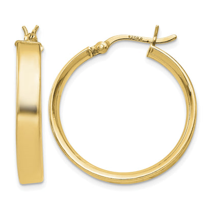 Sterling Silver Flash Gold-plated 4.25x25mm Hoop Earrings