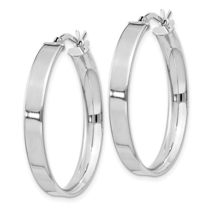Sterling Silver Rhodium Plated 4.25x30 Hoop Earrings