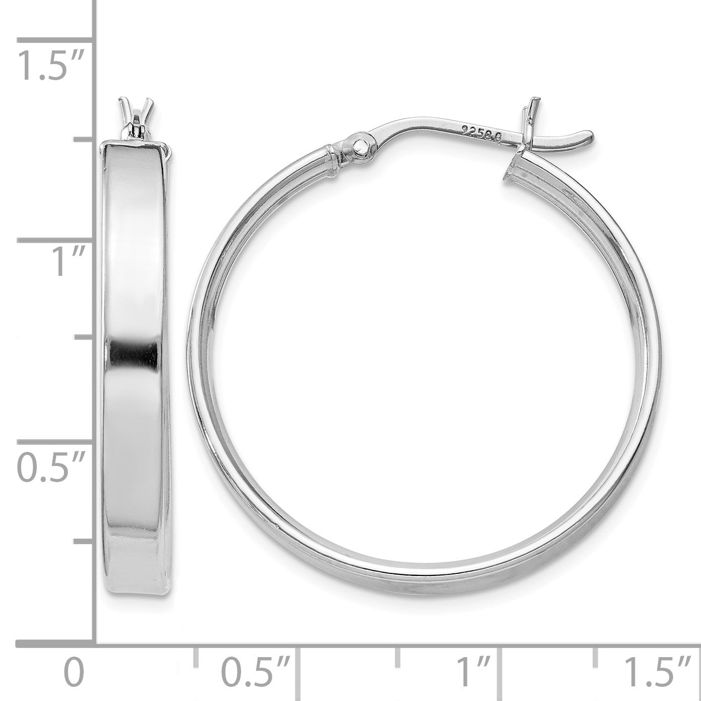 Sterling Silver Rhodium Plated 4.25x30 Hoop Earrings