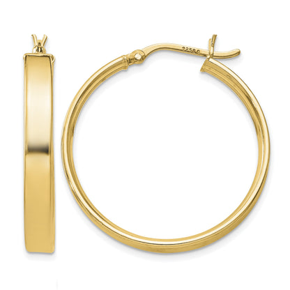 Sterling Silver Flash Gold-plated 4.25x30mm Hoop Earrings