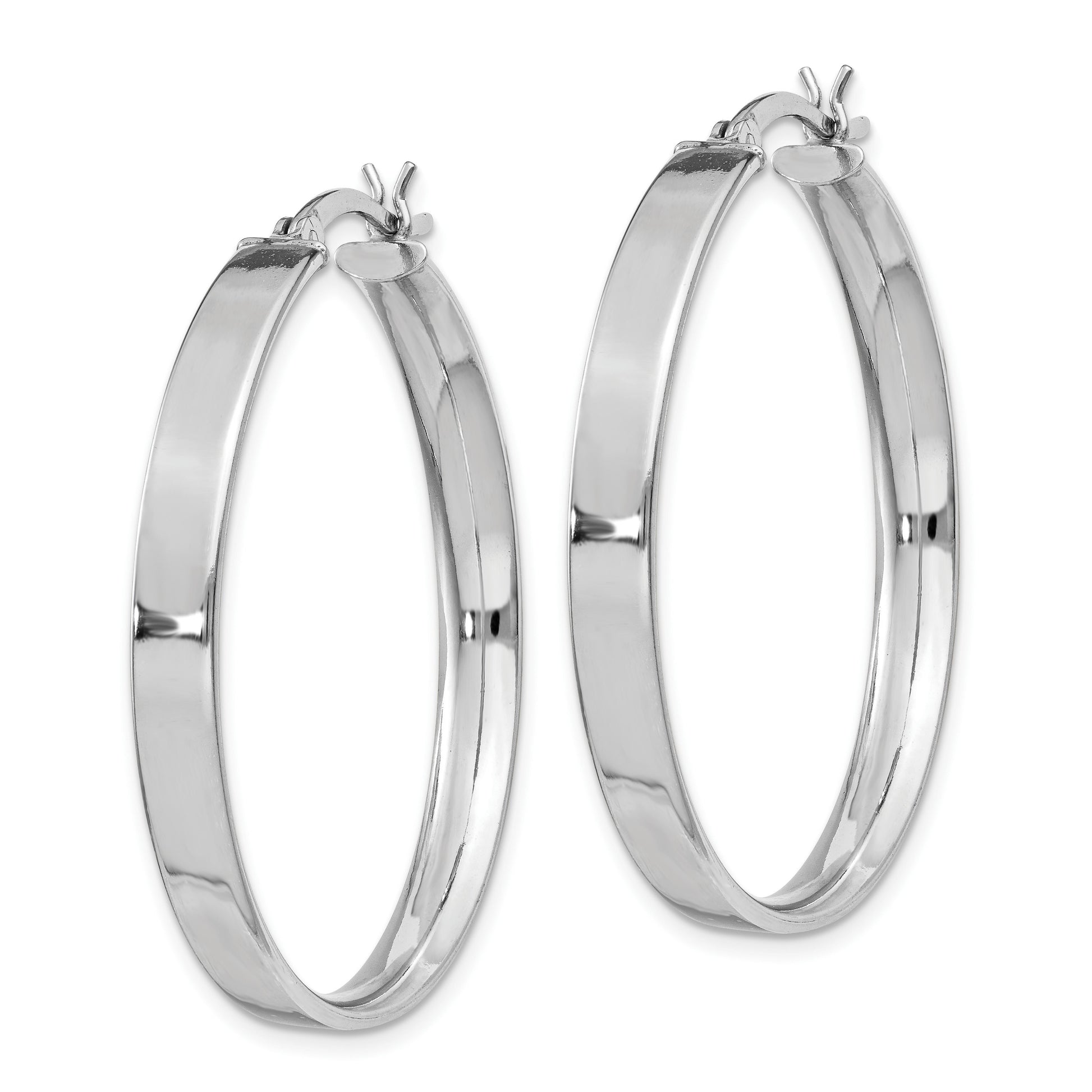 Sterling Silver Rhodium Plated 4.25x35 Hoop Earrings