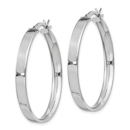Sterling Silver Rhodium Plated 4.25x35 Hoop Earrings
