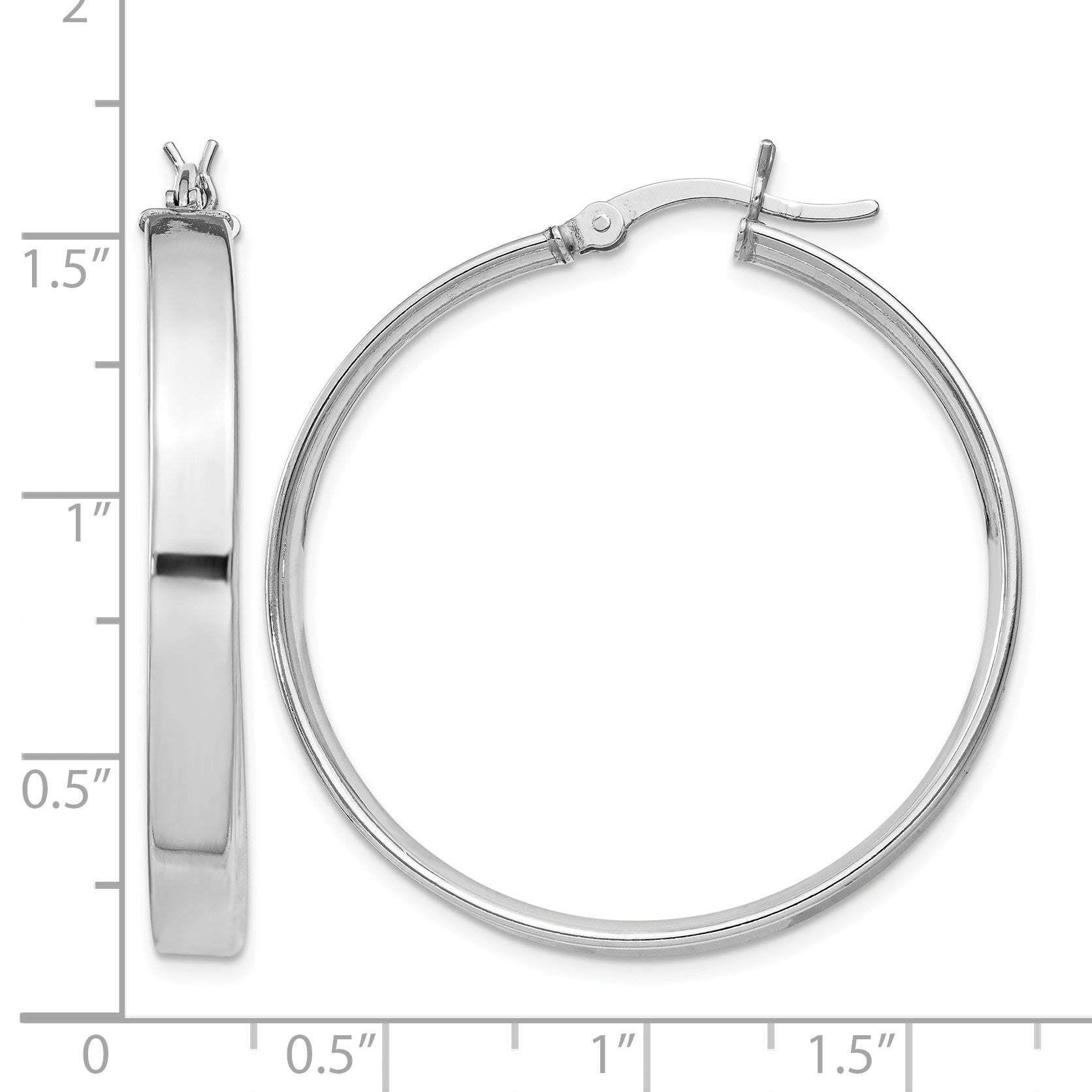 Sterling Silver Rhodium Plated 4.25x35 Hoop Earrings