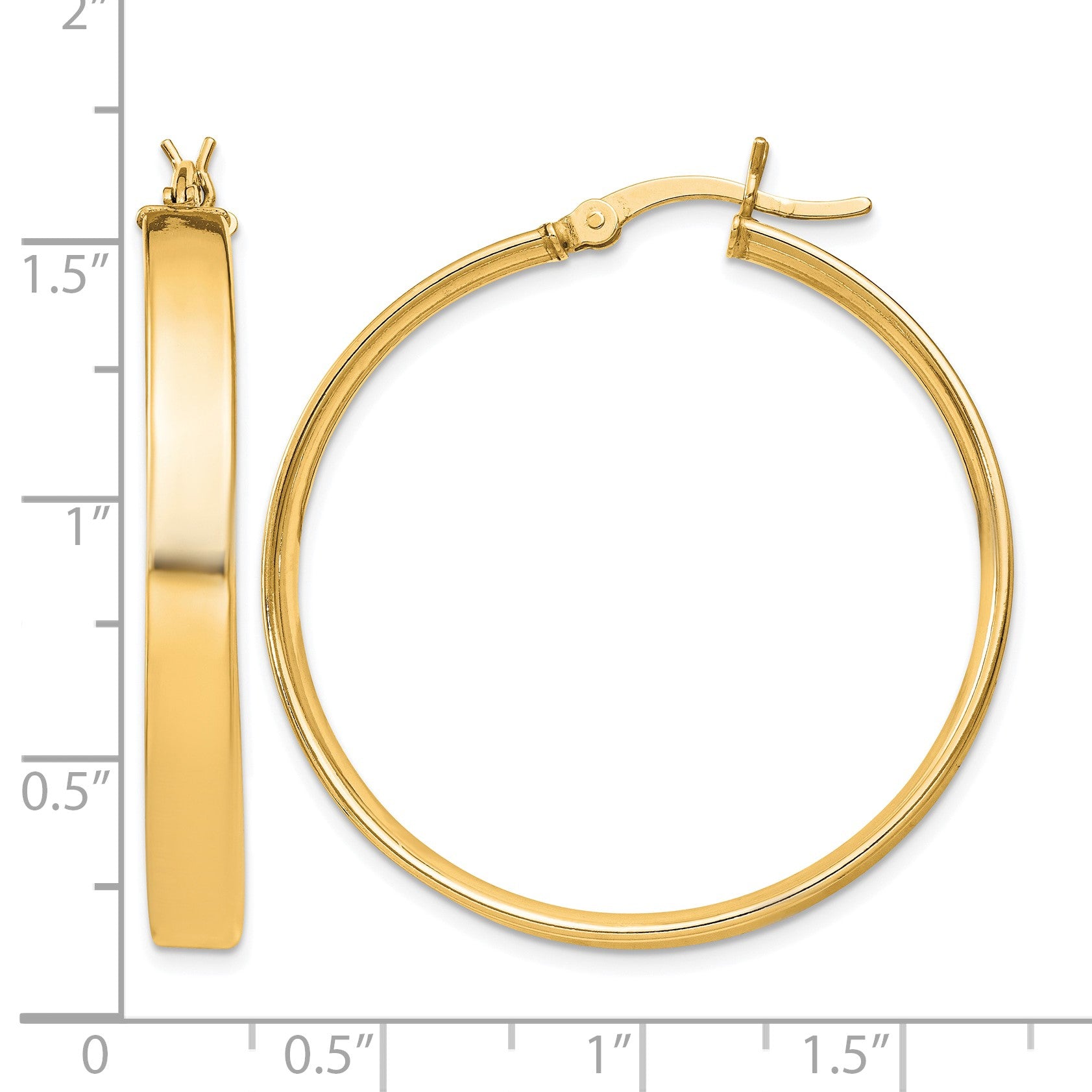Sterling Silver Flash Gold-plated 4.25x35mm Hoop Earrings