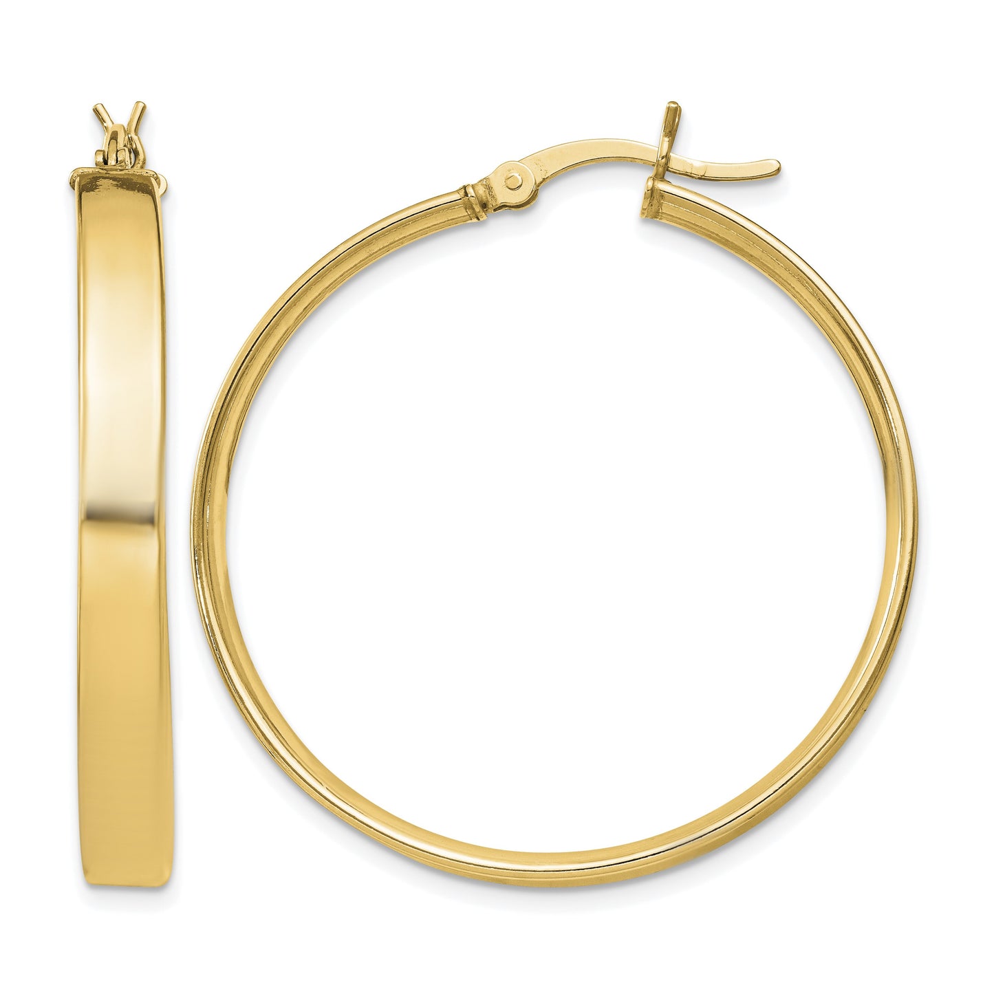 Sterling Silver Flash Gold-plated 4.25x35mm Hoop Earrings