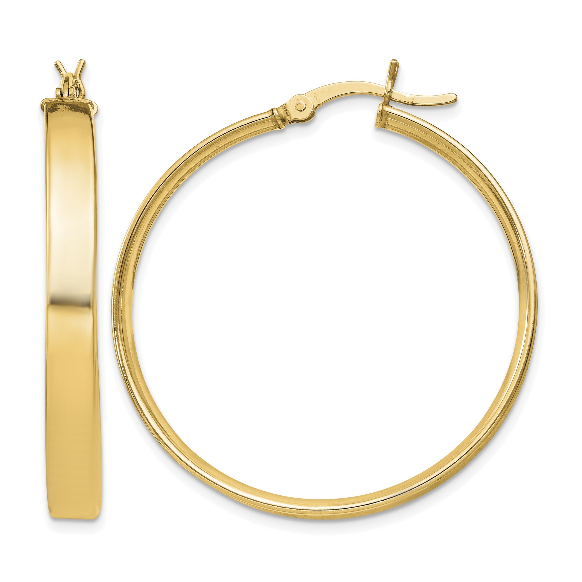 Sterling Silver Flash Gold-plated 4.25x35mm Hoop Earrings