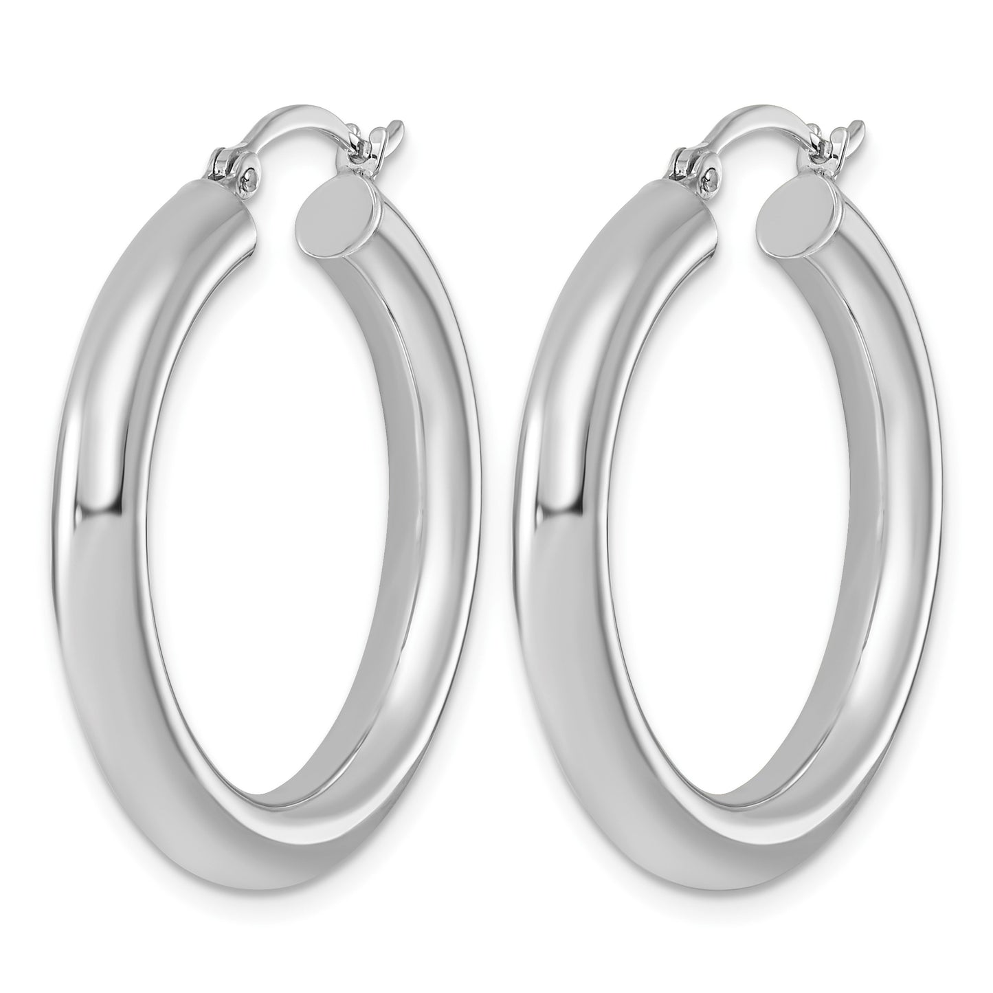 Sterling Silver Rhodium-plated 4mm Round Hoop Earrings