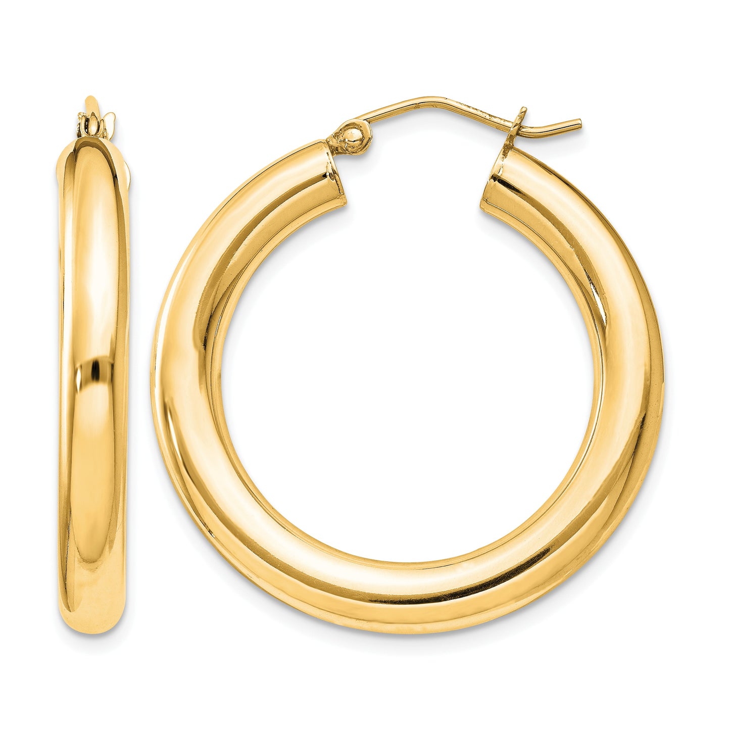 Sterling Silver Flash Gold-plated 4mm Round Hoop Earrings