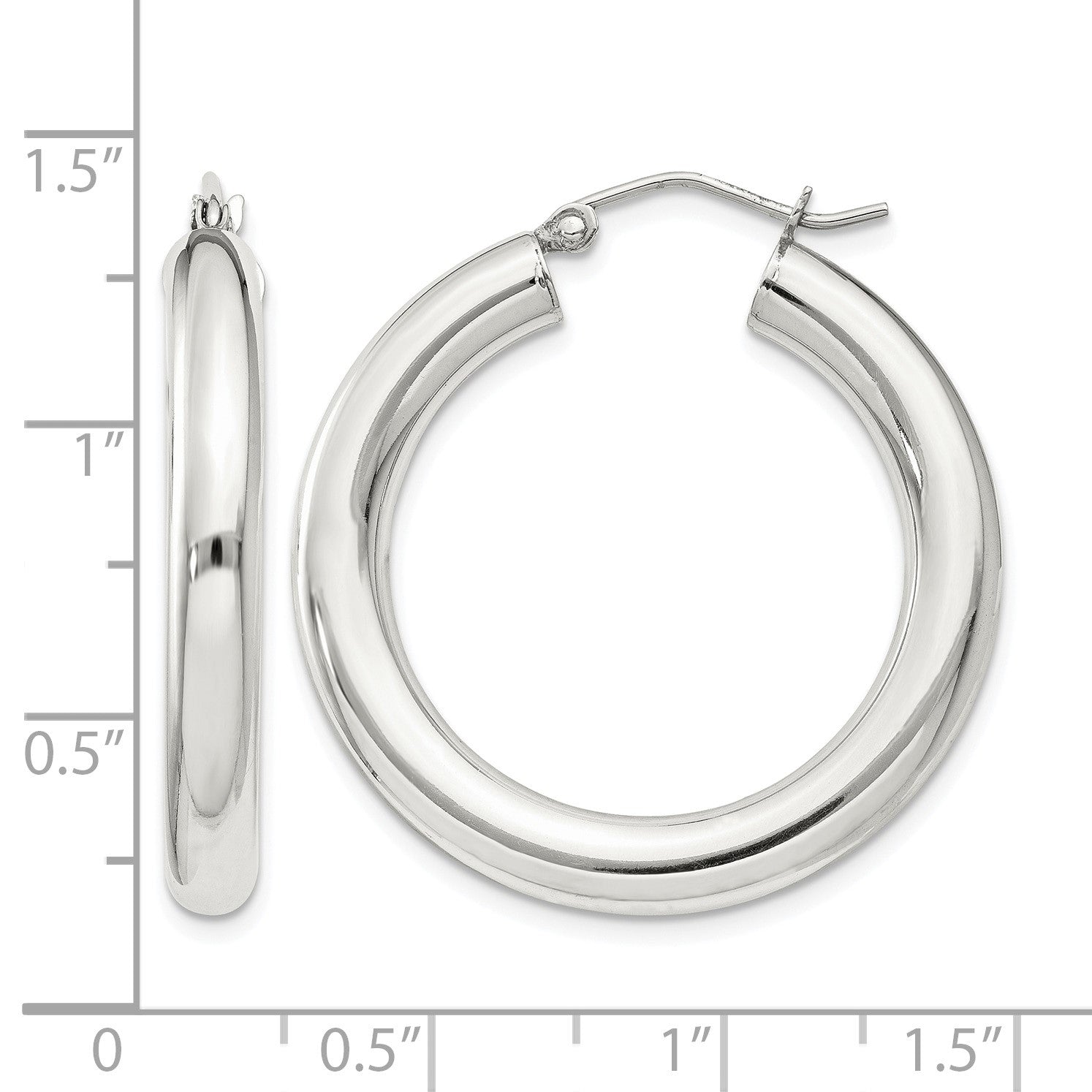 Sterling Silver 4mm Round Hoop Earrings