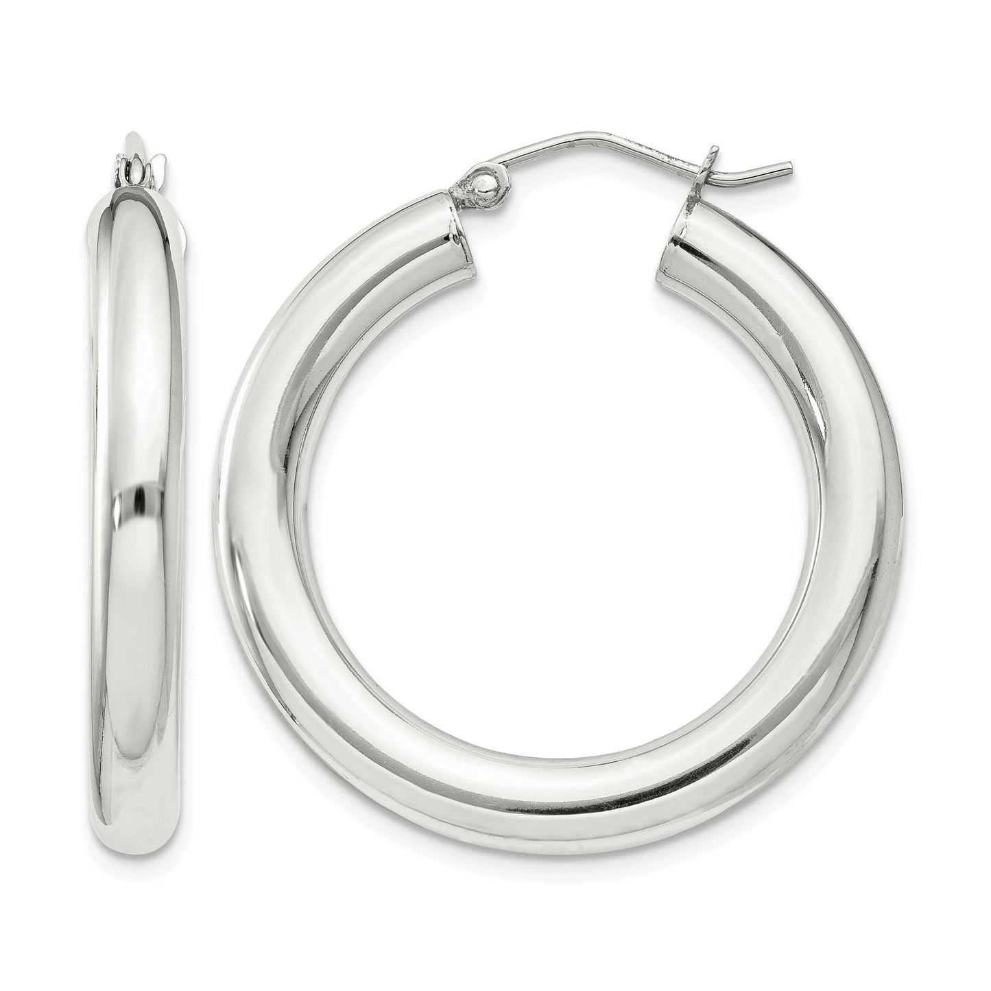 Sterling Silver 4mm Round Hoop Earrings