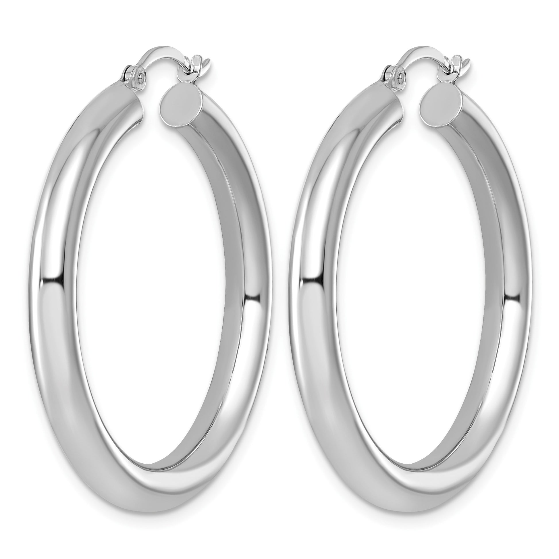 Sterling Silver Rhodium-plated 4mm Round Hoop Earrings