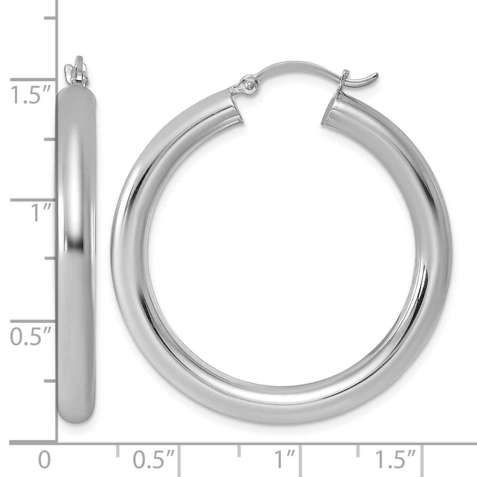 Sterling Silver Rhodium-plated 4mm Round Hoop Earrings