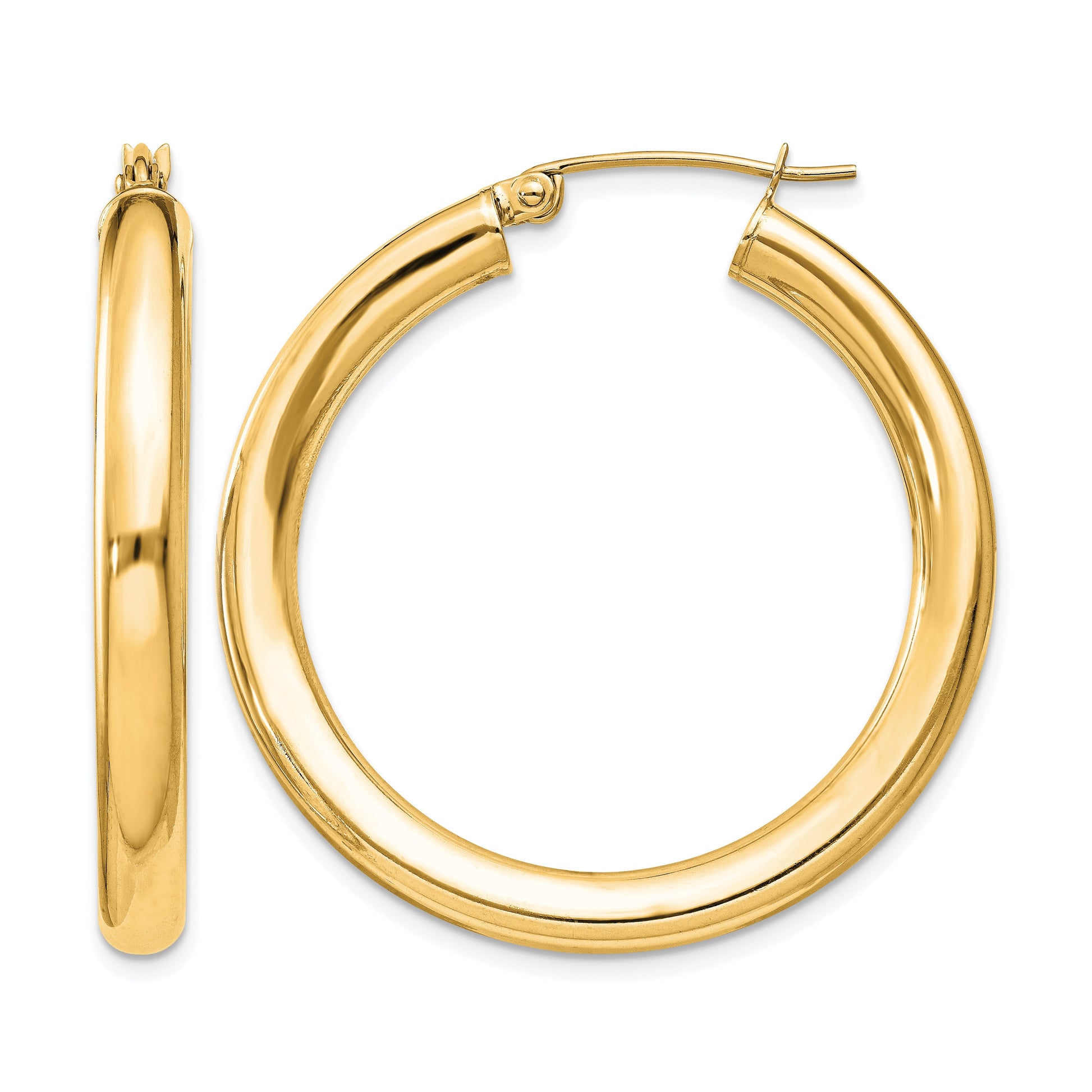 Sterling Silver Flash Gold-plated 4mm Round Hoop Earrings
