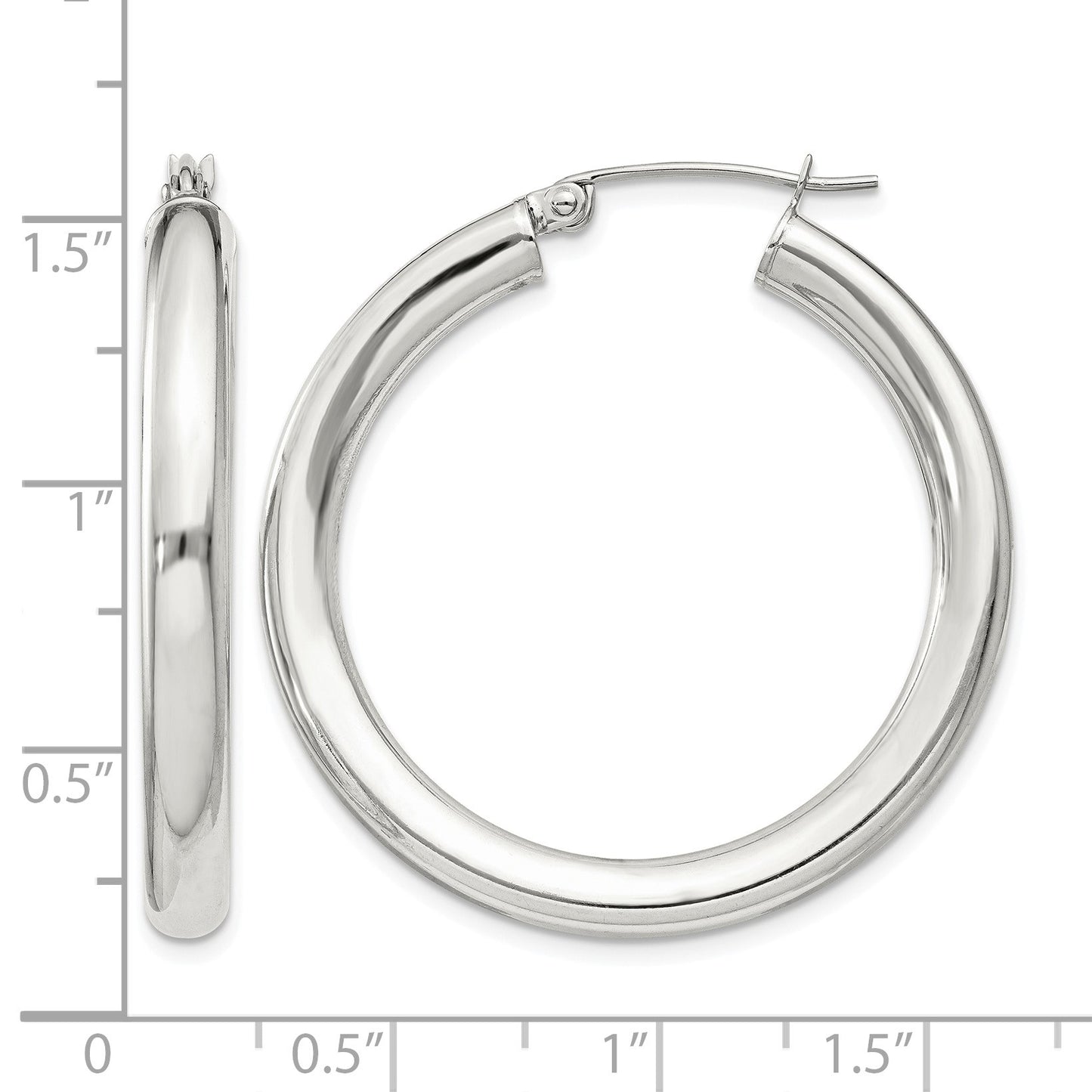 Sterling Silver 4mm Round Hoop Earrings