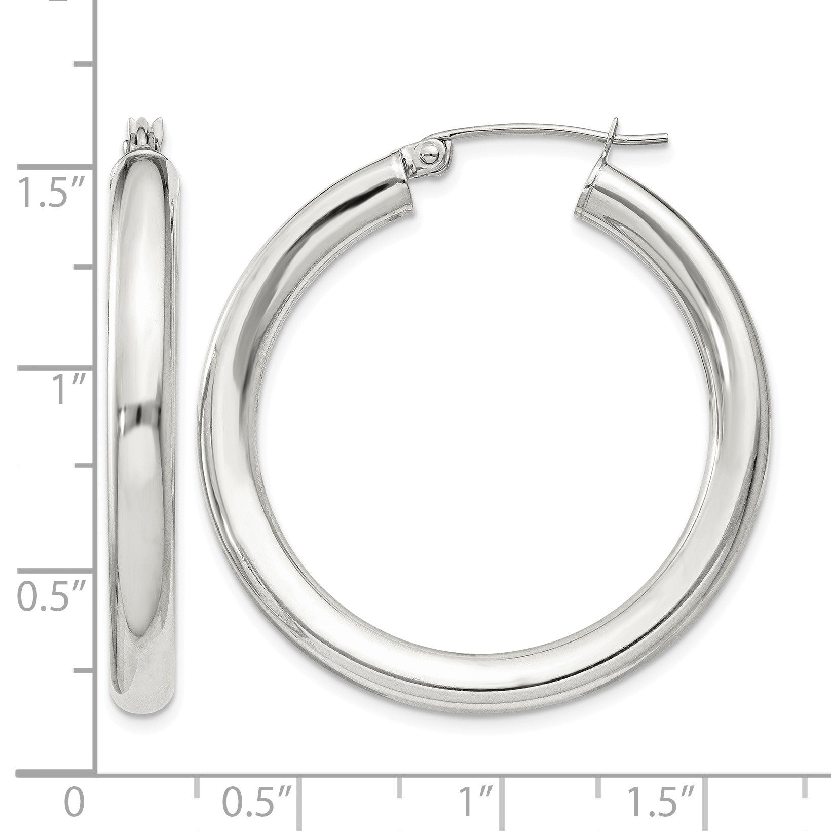 Sterling Silver 4mm Round Hoop Earrings